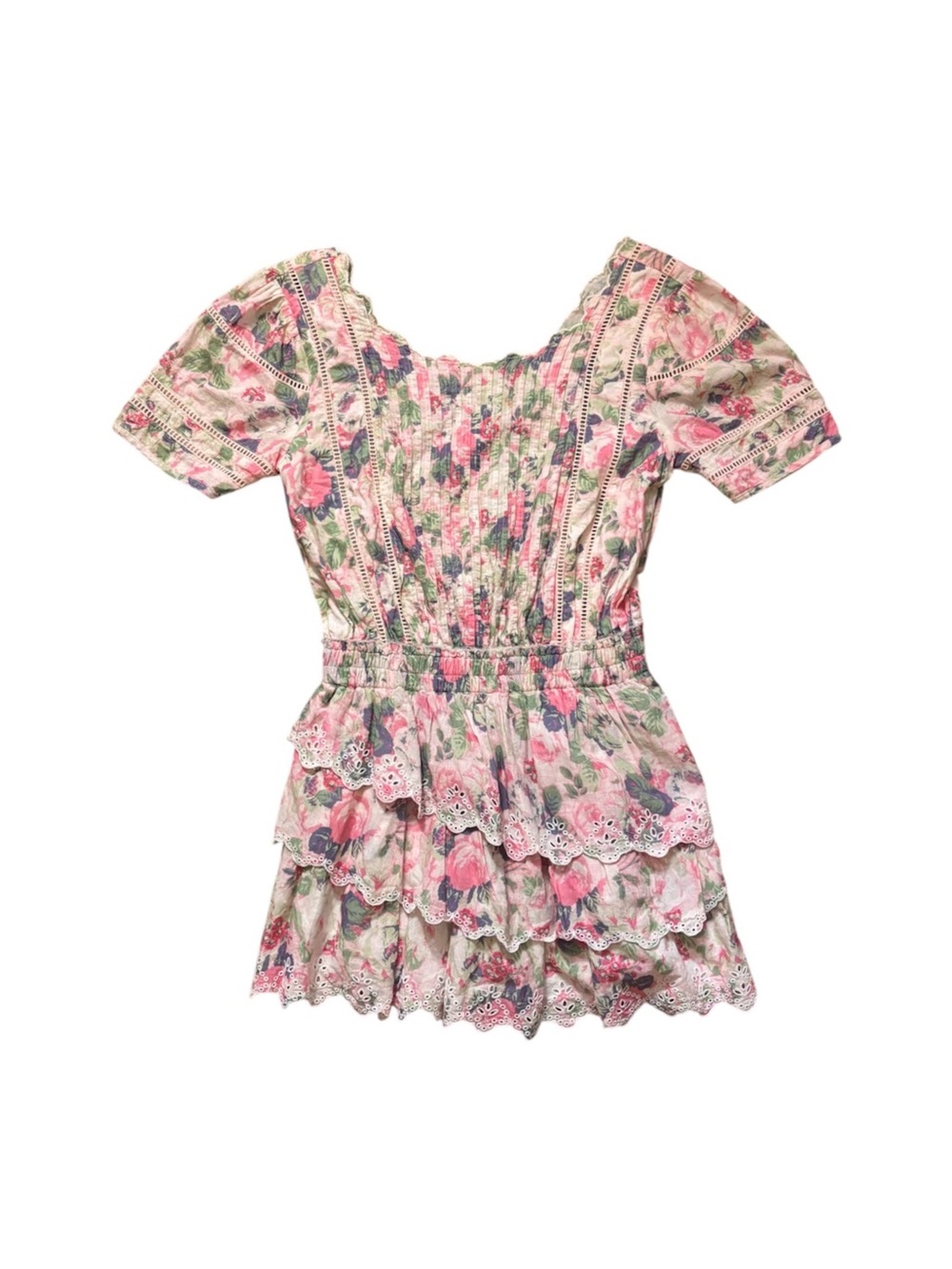 LoveShackFancy Mavis Floral Mini Dress Cottagecore Coquette Grannycore XS